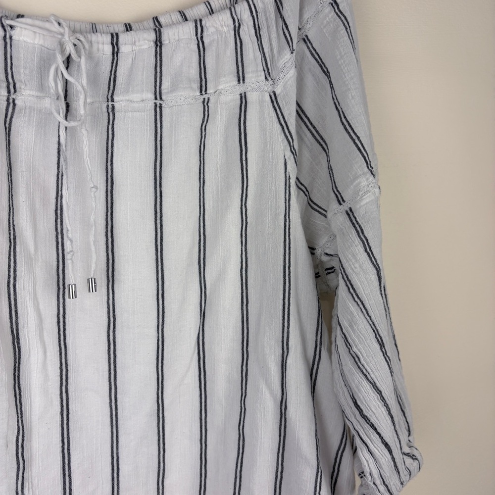 Ralph Lauren White Navy Stripe Coastal Preppy Blouse - Picture 6 of 8